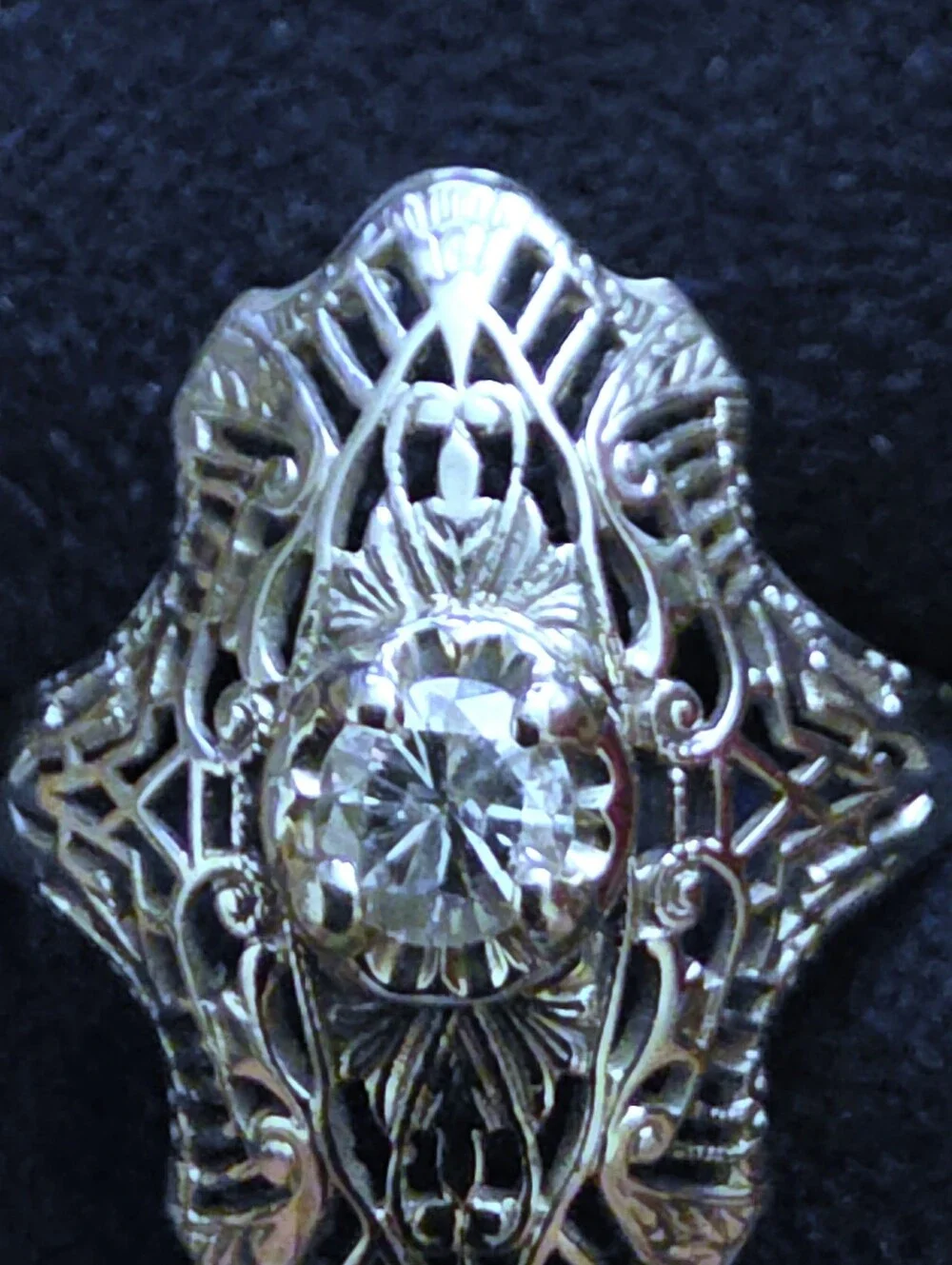14k Diamond Filigree White Gold Ring (Vintage)